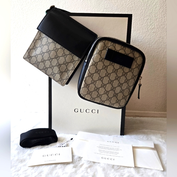 LIKE NEW- Gucci Double Web Belt Bag - Picture 3 of 16